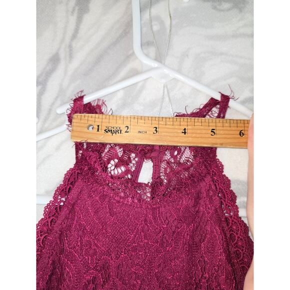 Lulus Maroon Lace Holiday Body Con Dress Size S - Picture 7 of 14